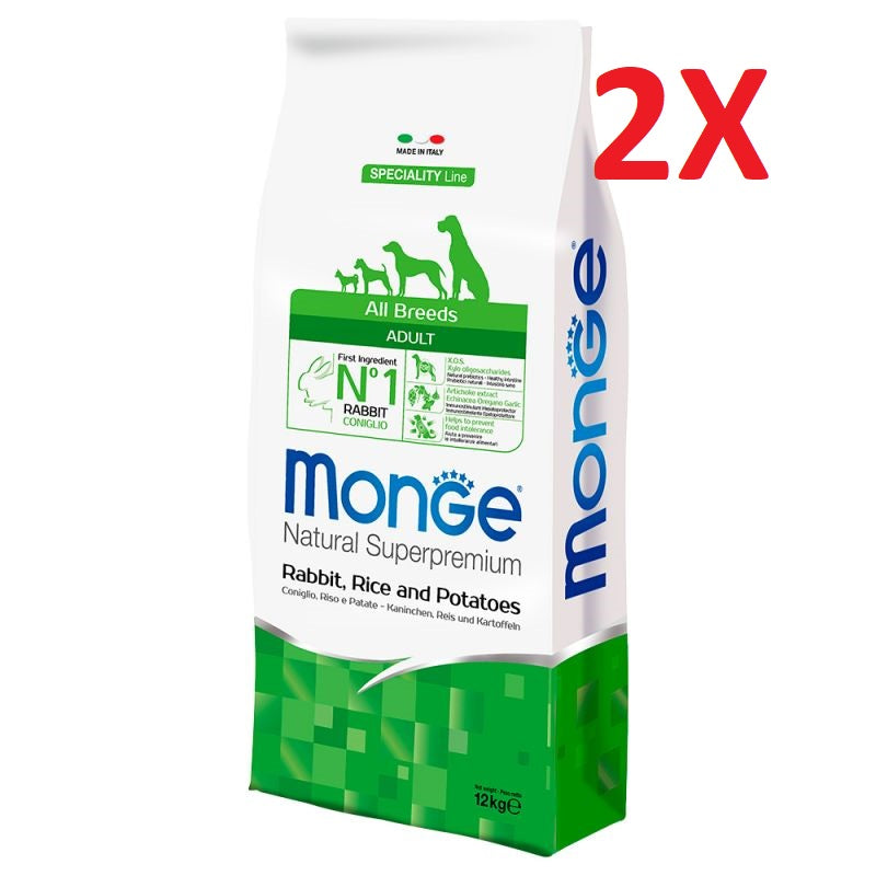 Monge Natural Superpremium Adult Coniglio Riso e Patate 12 kg - 2 Sacchi Monge Natural Superpremium Adult Coniglio Riso e Patate 12 kg - 2 Sacchi